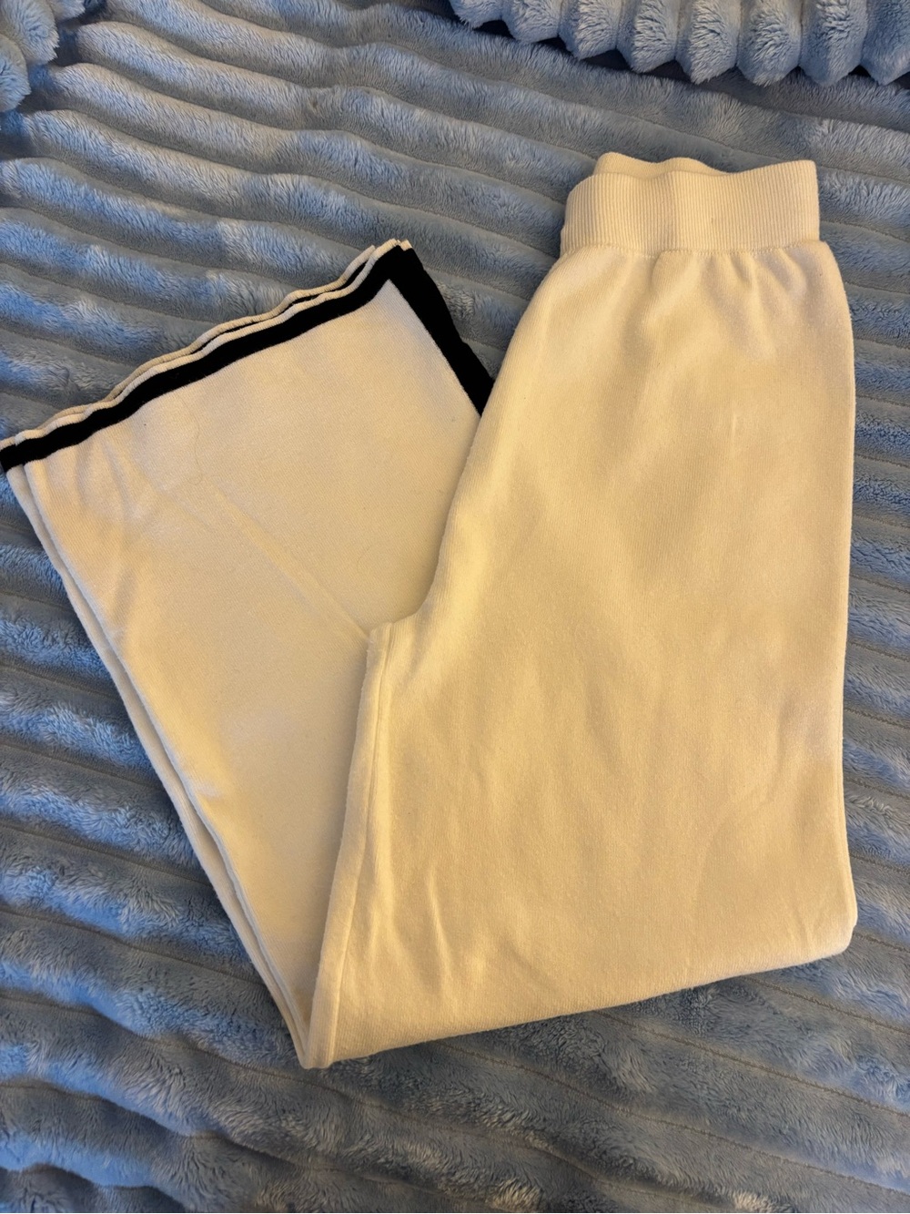 Women’s Cream Knit Lounge Pants with Contrast Trim - Size XS